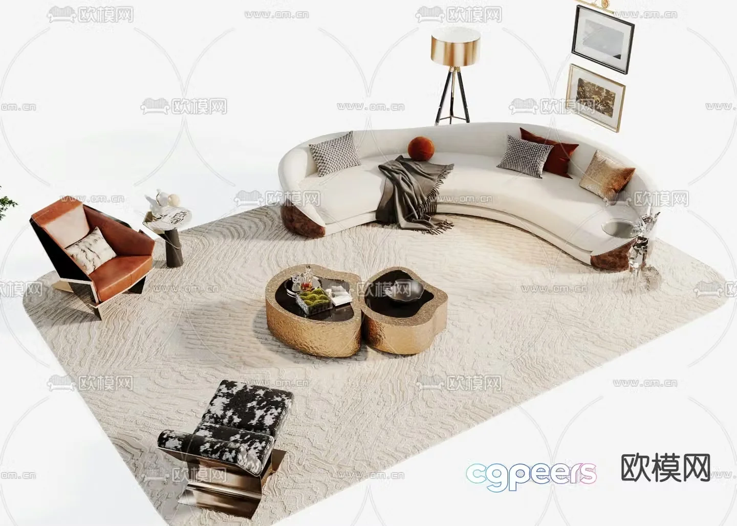Light luxury sofa coffee table 3D model