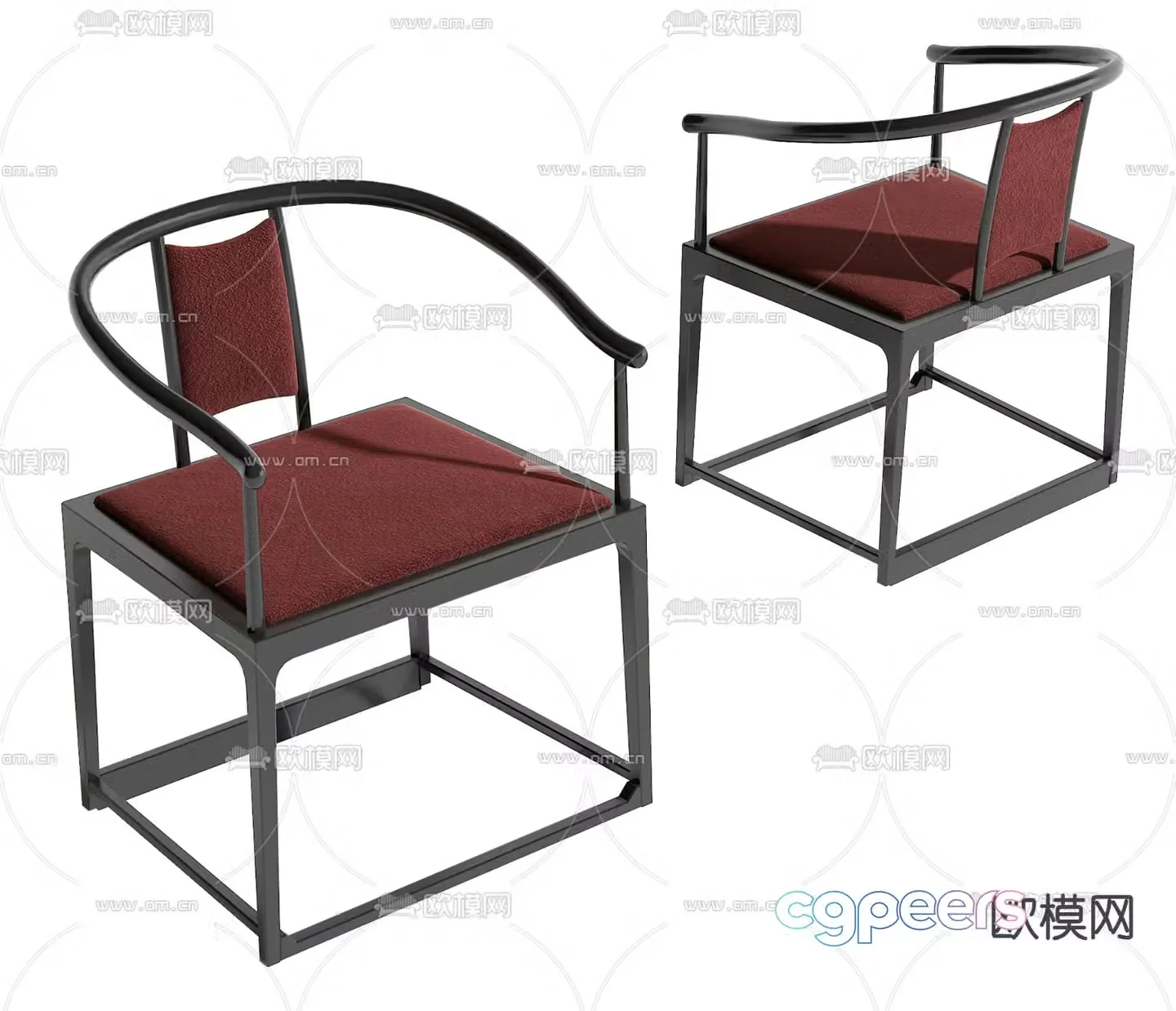 New Chinese style armchair single chair 3d model