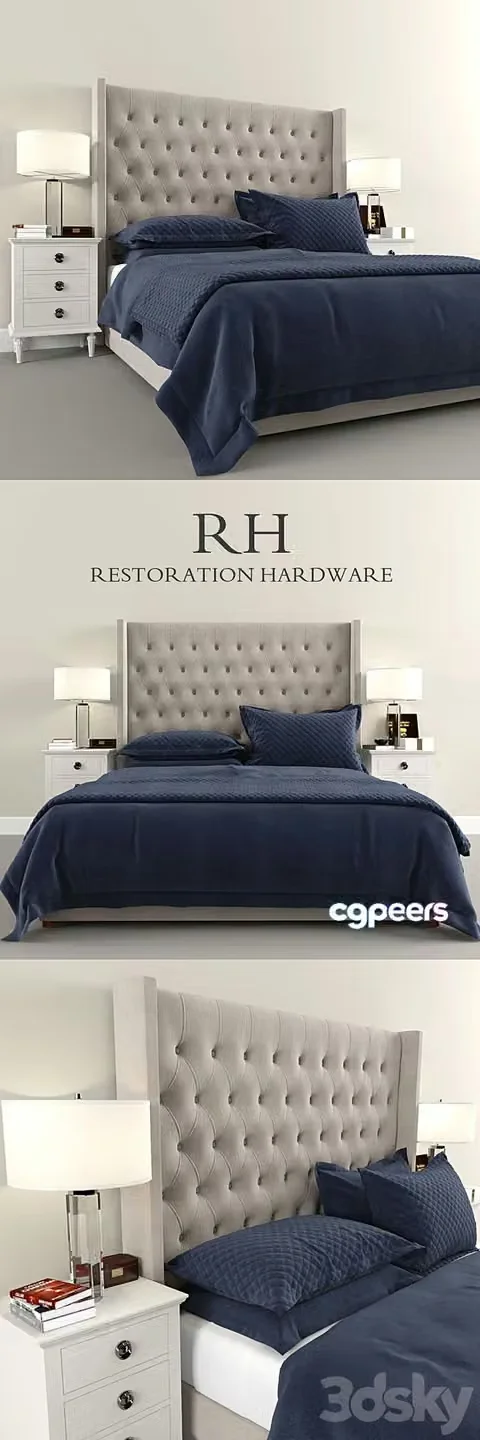 3ds Max Free – Restoration Hardware Tufted Platform bed