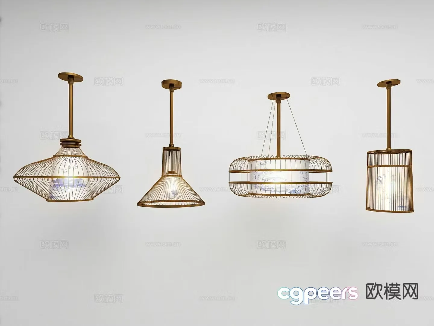 New Chinese style chandelier restaurant chandelier 3d model