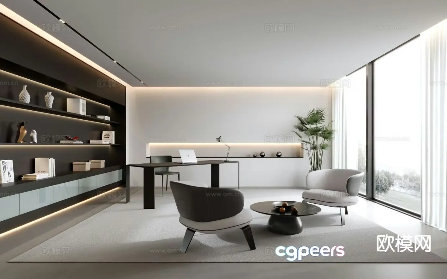 Modern minimalist study 3d model