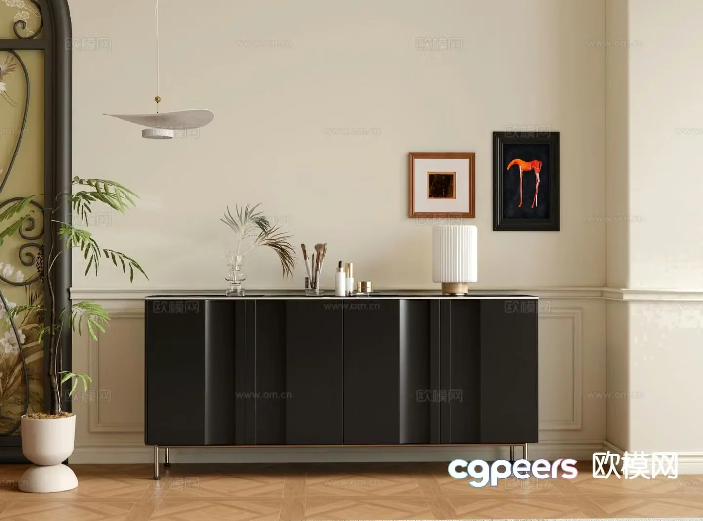 French retro cabinet entrance cabinet side cabinet 3D model