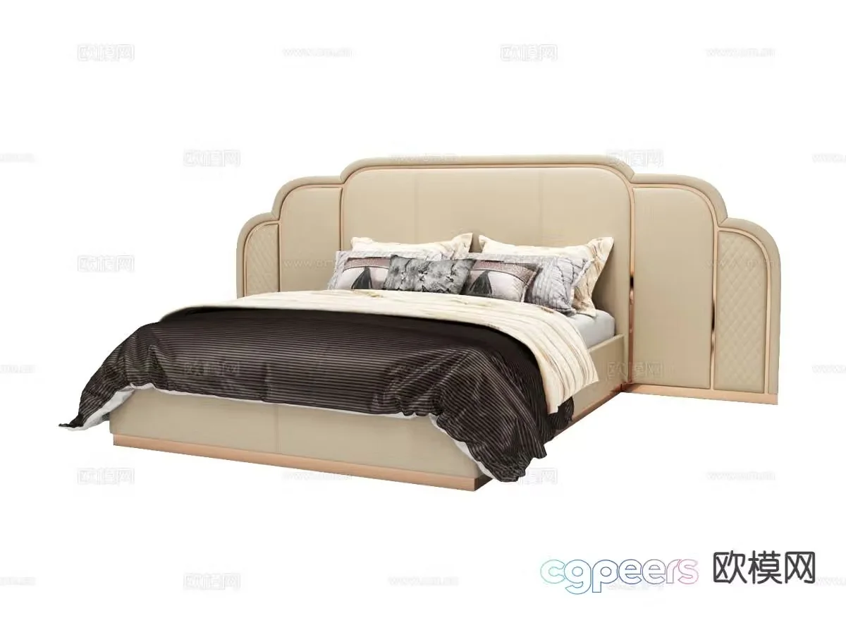 visionnaire light luxury double bed 3d model