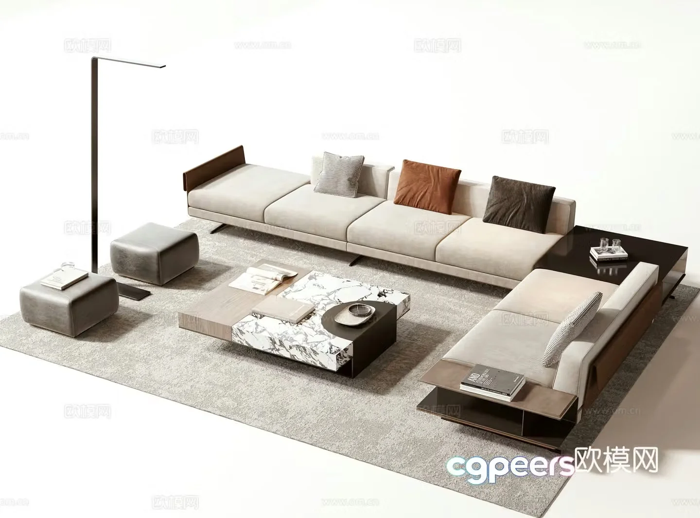 Modern sectional sofa 3d model