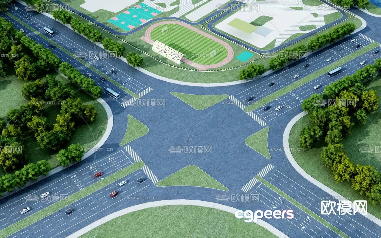Modern road facilities 3d model