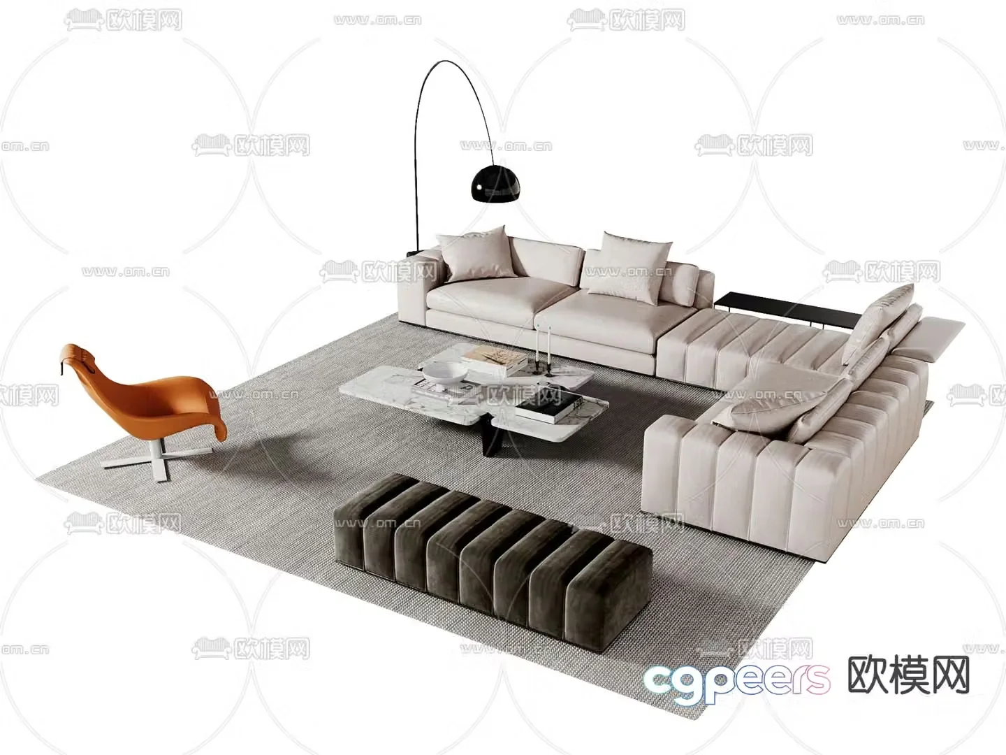 Modern sectional sofa 3d model