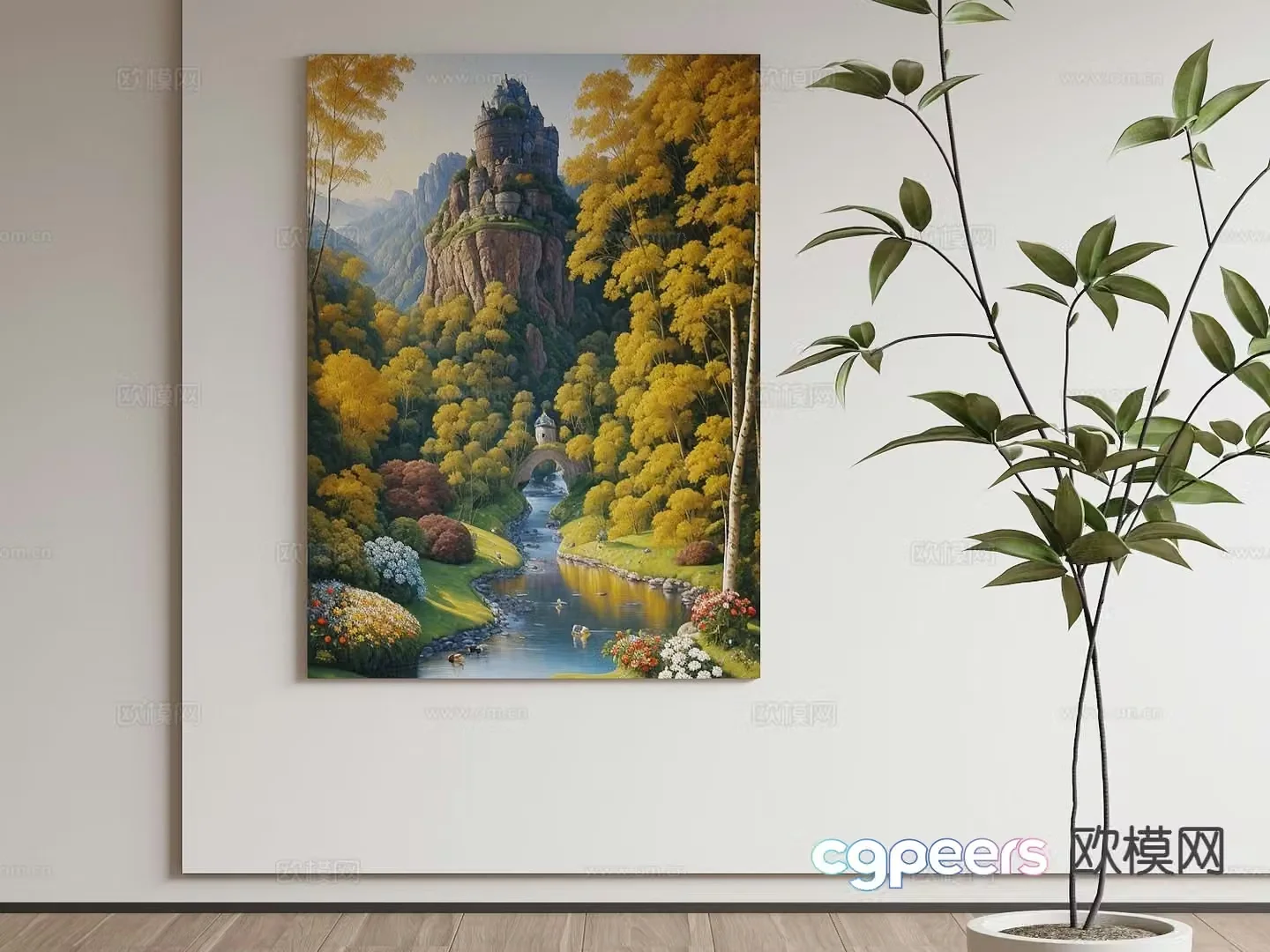 Decorative painting landscape painting hanging painting 3d model