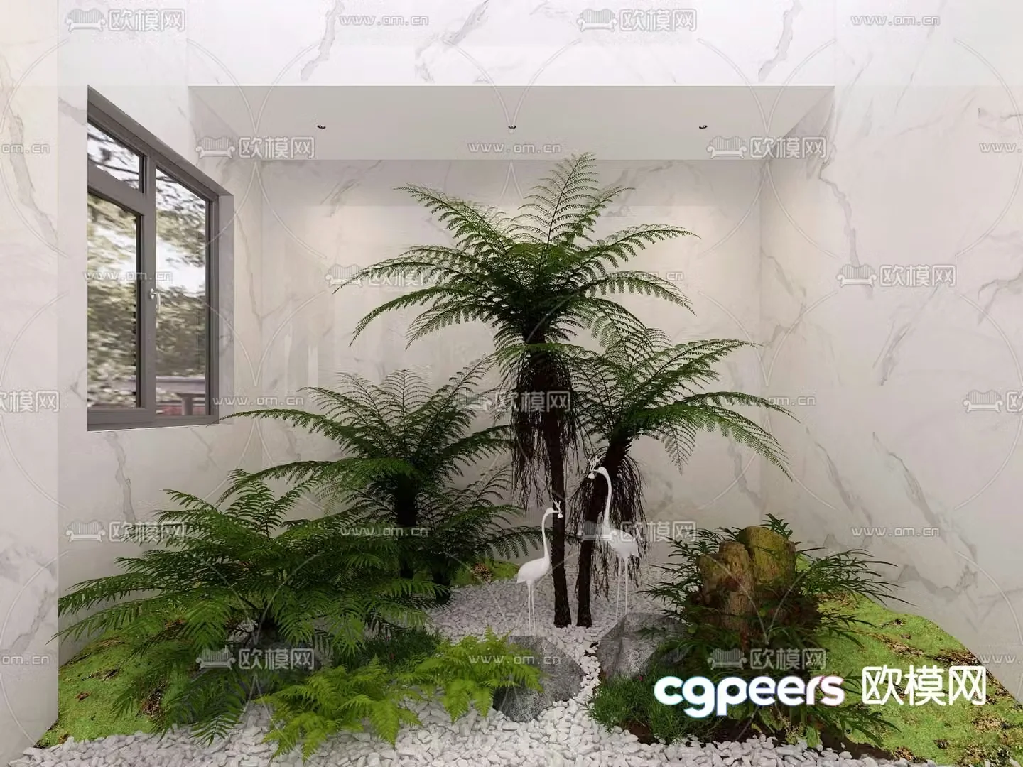 Modern indoor landscape plant landscaping 3d model