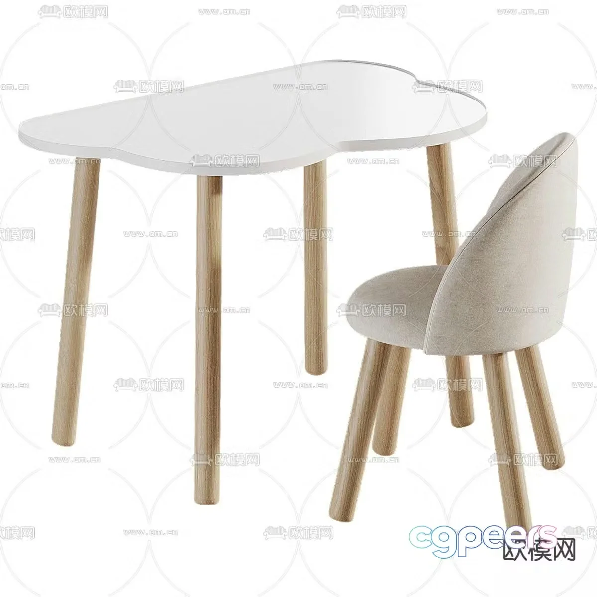 Children’s table and chair 3d model