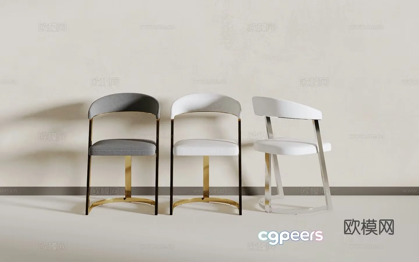 Light luxury dining chair 3D model