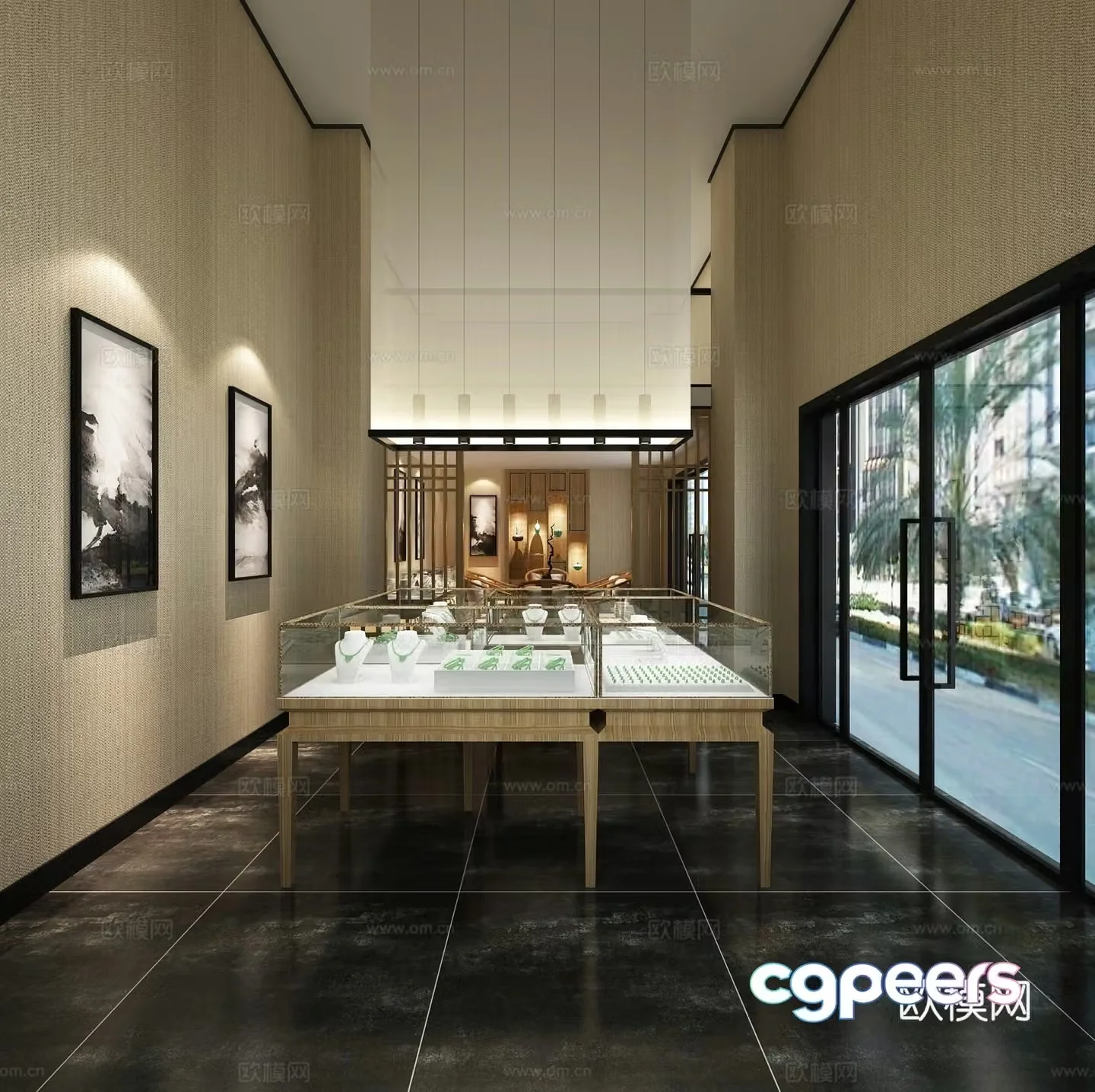 New Chinese Jade Shop Jewelry Shop 3D Model