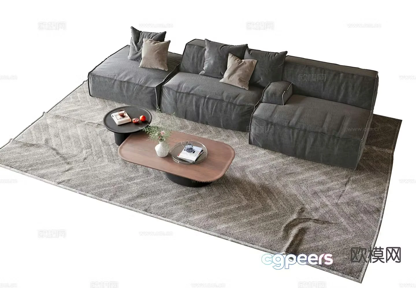 Three seater sofa upholstered sofa 3d model