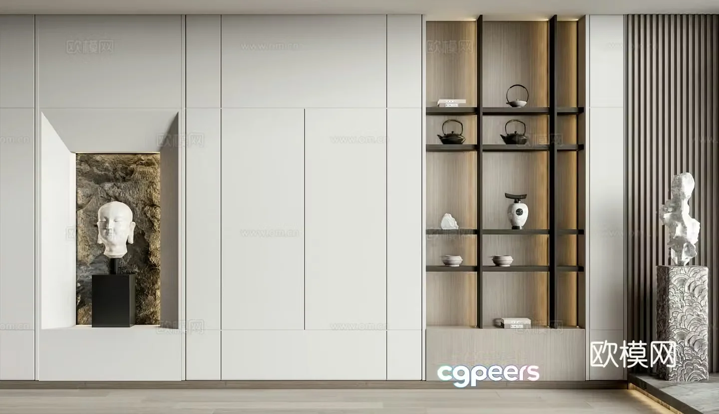 New Chinese style decorative cabinet shelf 3d model