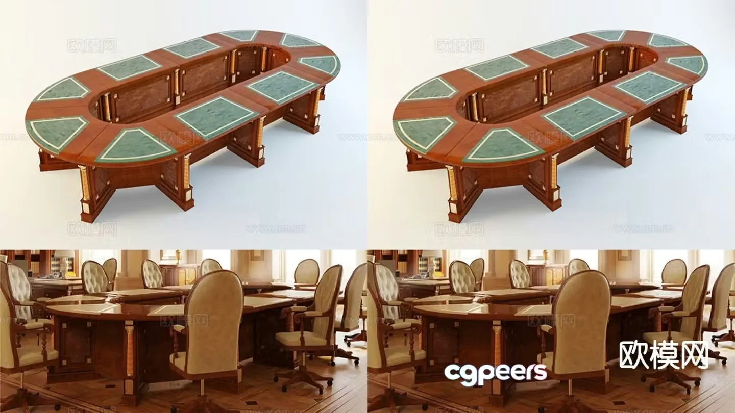 European conference table round conference table 3d model