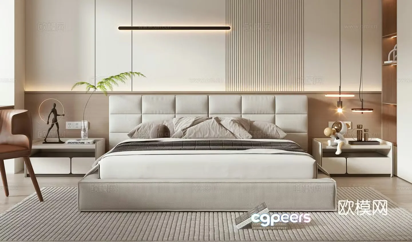 Minotti modern double bed 3d model