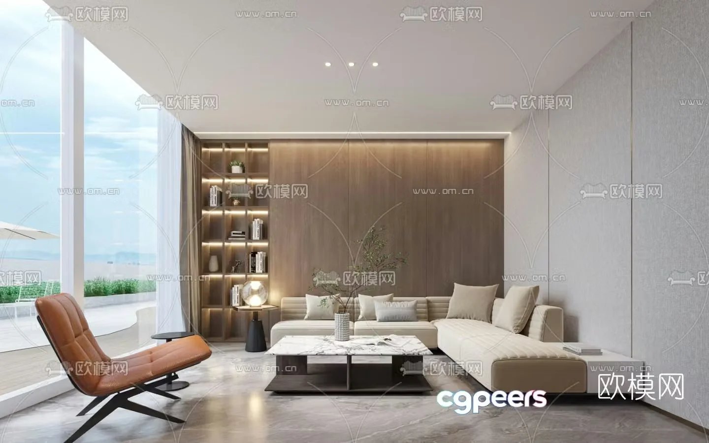 Minotti modular sofa living room 3d model