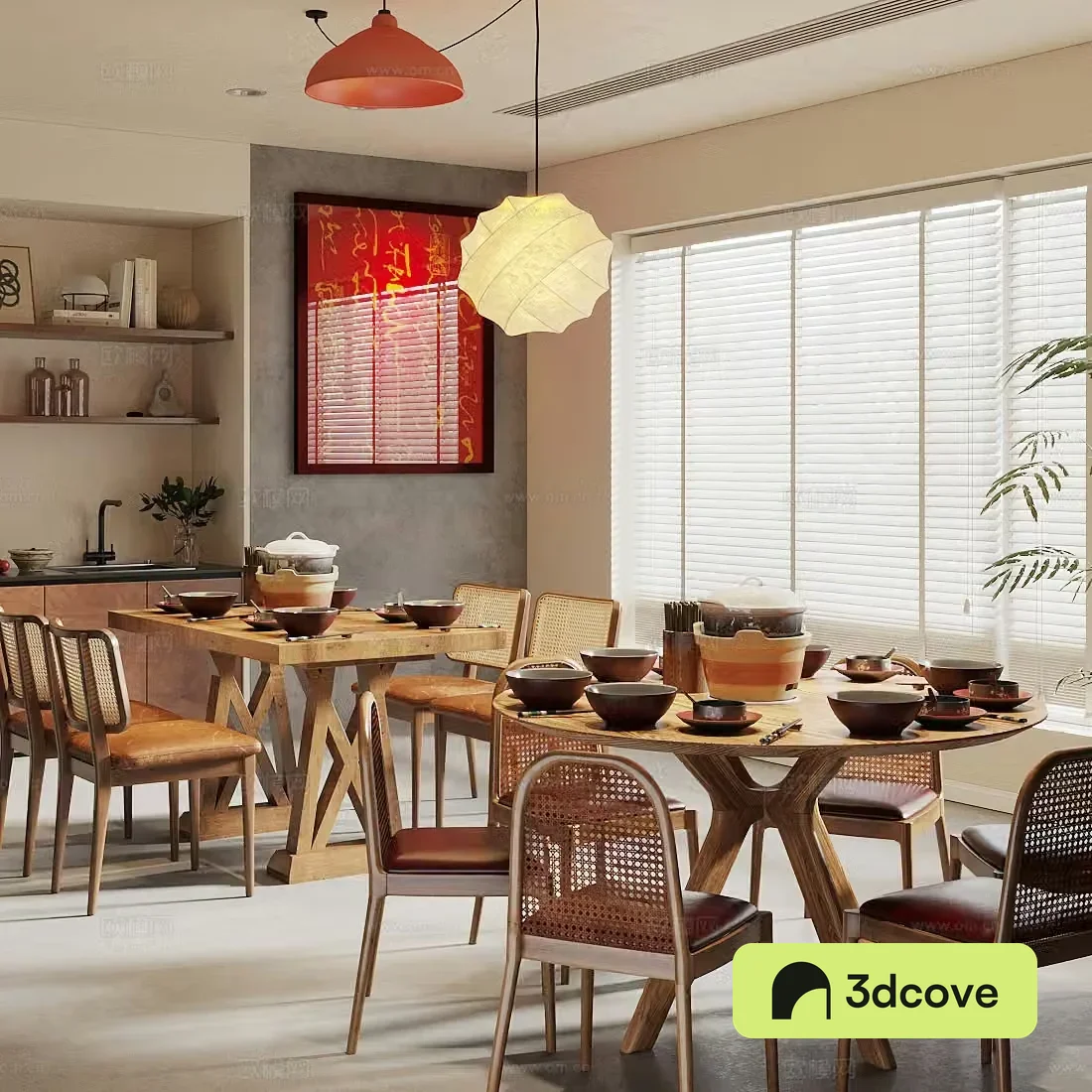 New Chinese dining table and chairs Solid wood dining table and chairs Solid wood round tables Casserole table and chairs Hotpot restaurant table and chairs