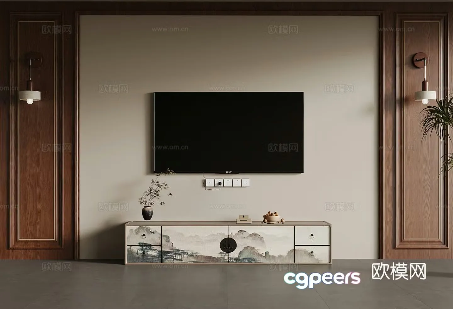 New Chinese TV cabinet TV ornament 3D model