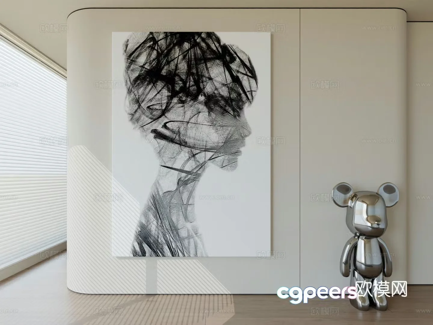 Modern minimalist hanging painting abstract art hanging painting 3d model
