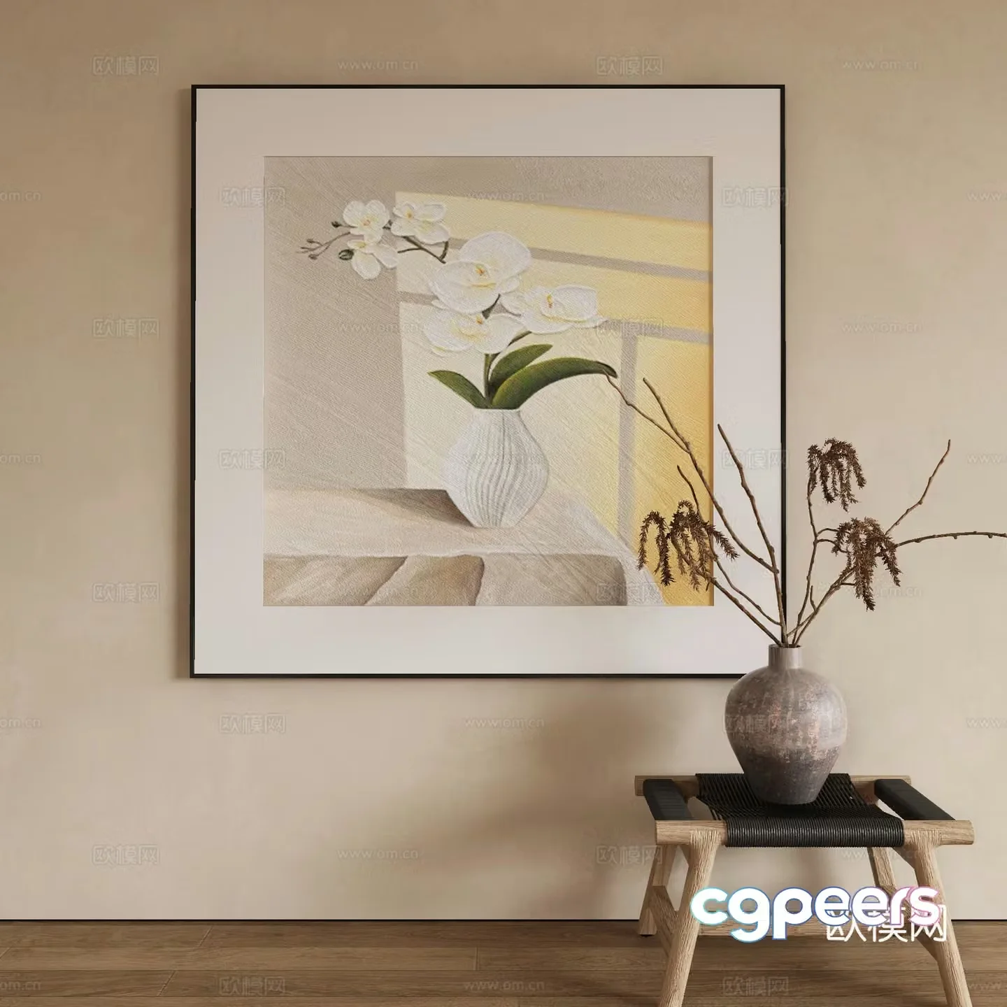 Modern texture painting decorative painting 3d model
