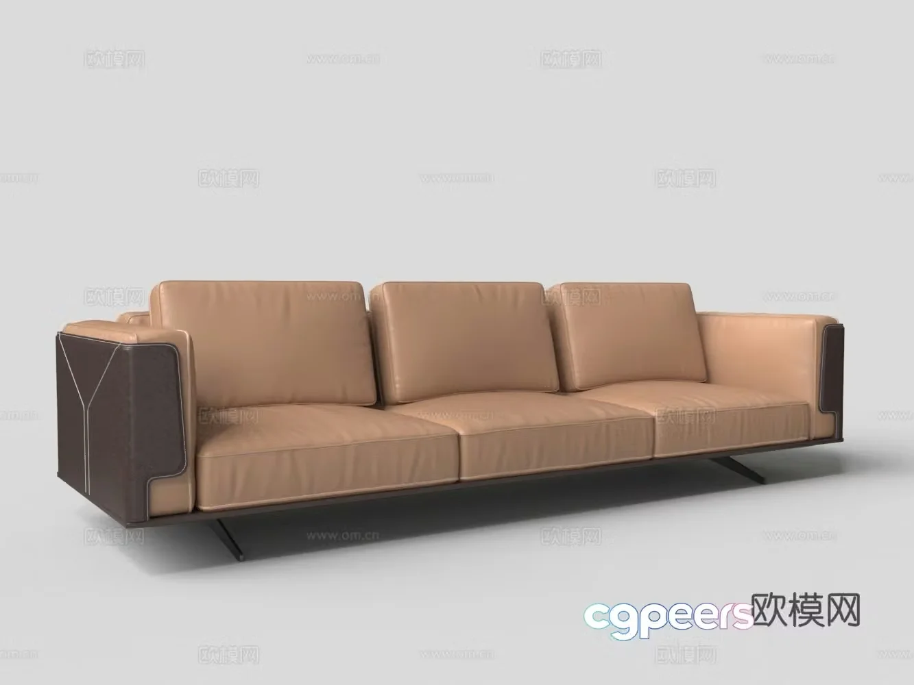 Modern leather splicing multiplayer sofa 3d model