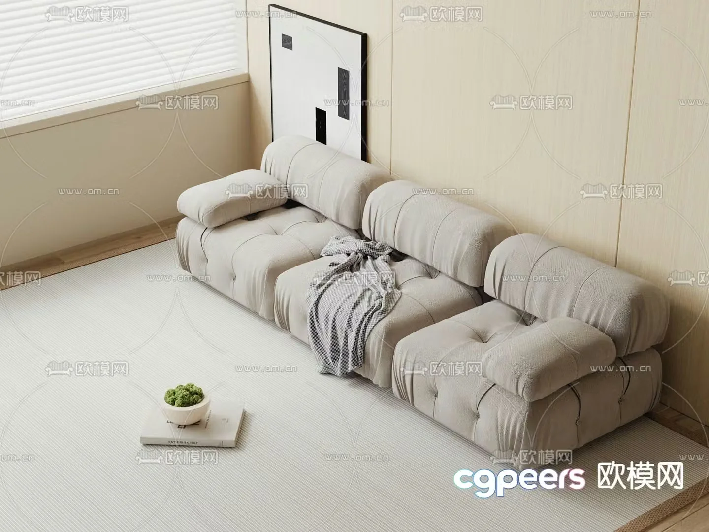 Three person sofa multi person sofa 3d model
