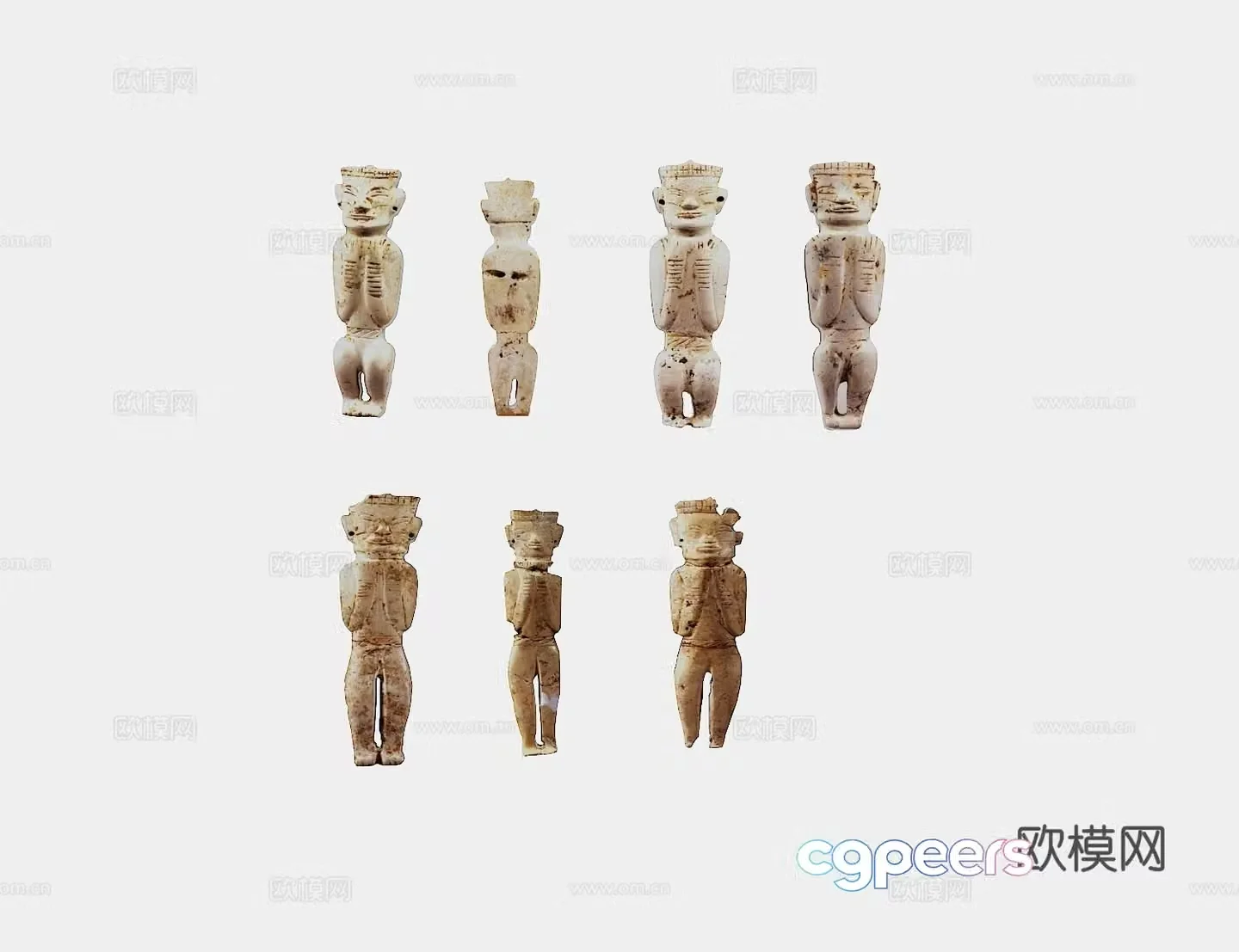 Cultural Relics Jade Stone Artifacts Ancient Cultural Relics Jade Man 3D Model