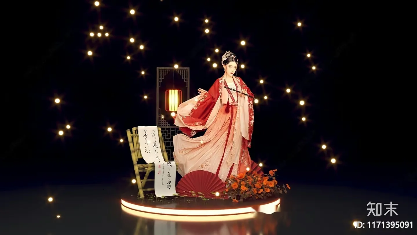 A Woman In A Traditional Chinese Dress 3D Model – 10578 – VRAY Render