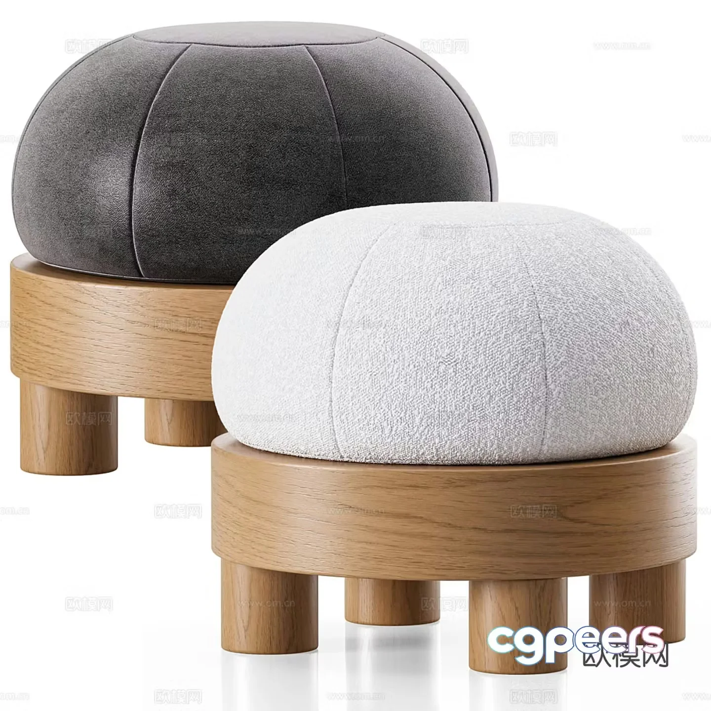 Sofa stool round stool low stool shoe changing stool 3D model