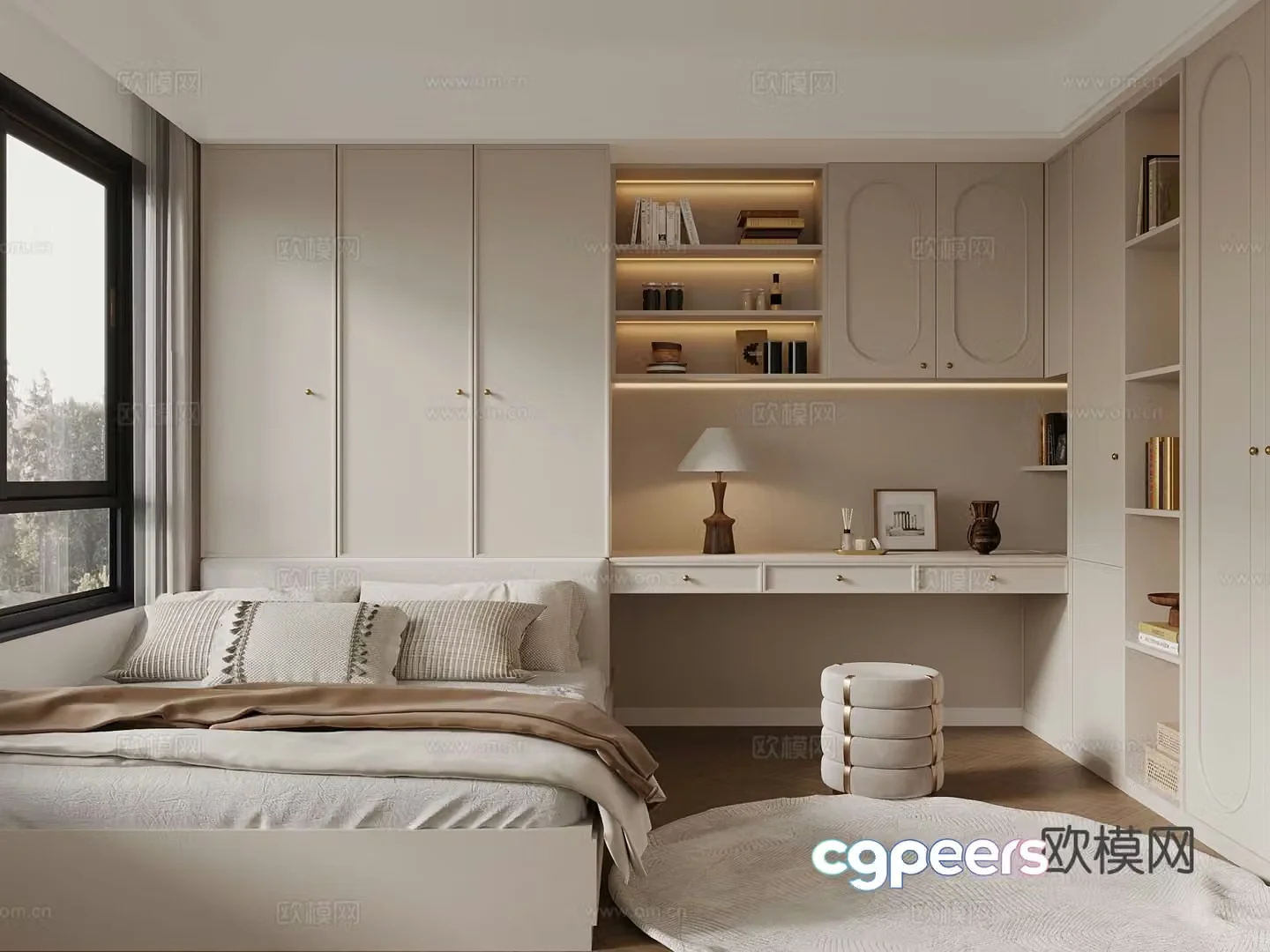 Cream style tatami bedroom 3d model