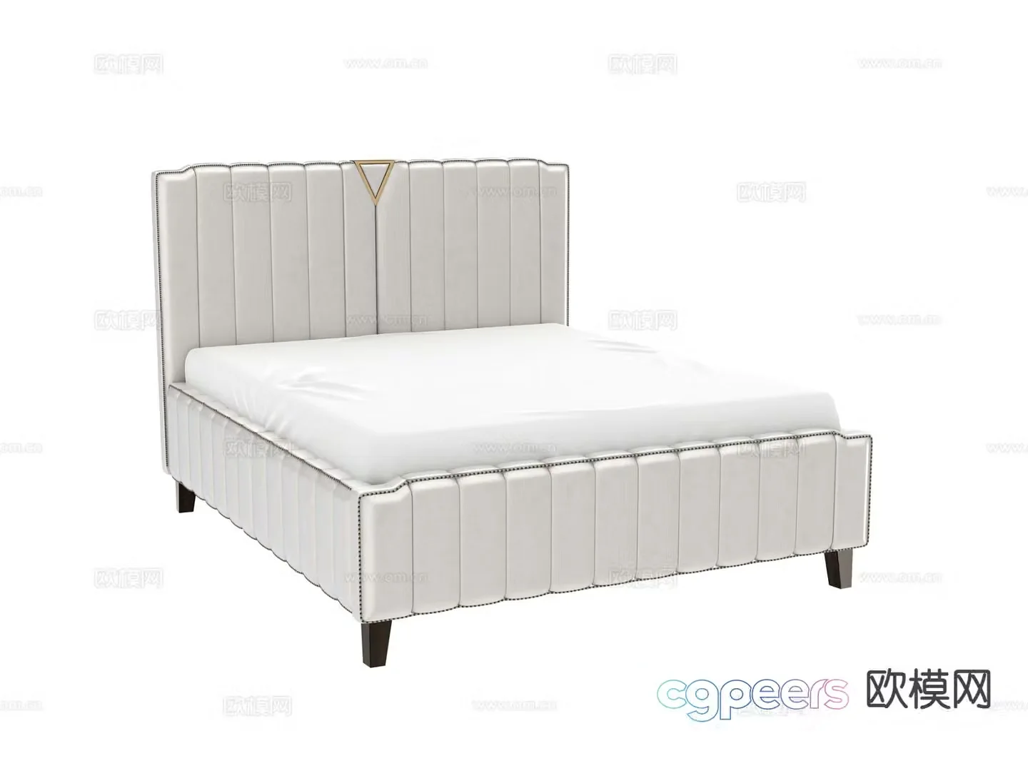 Simple European double bed 3d model
