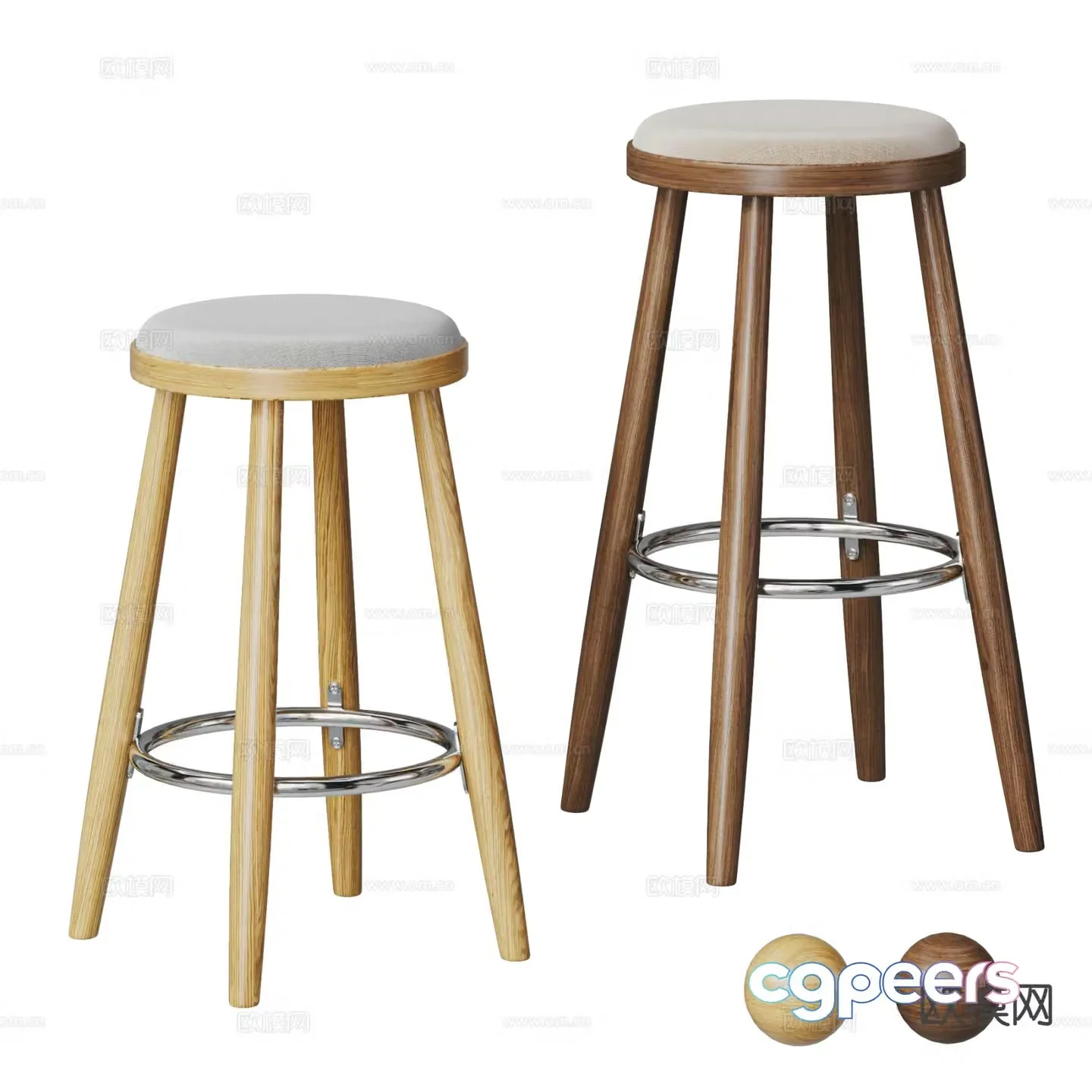 Nordic bar stool bar stool high stool 3d model