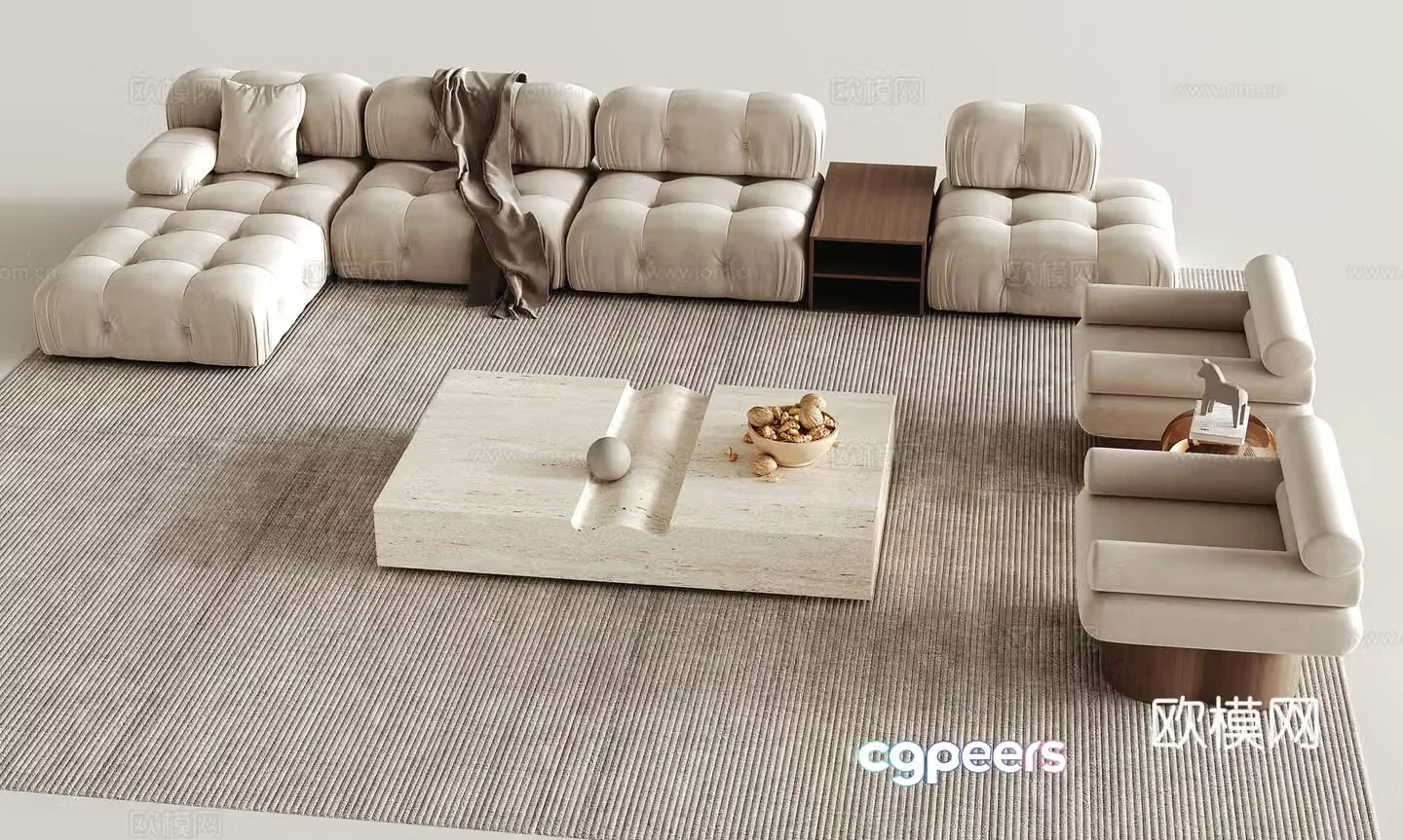 Cream Wind combination sofa 3D model