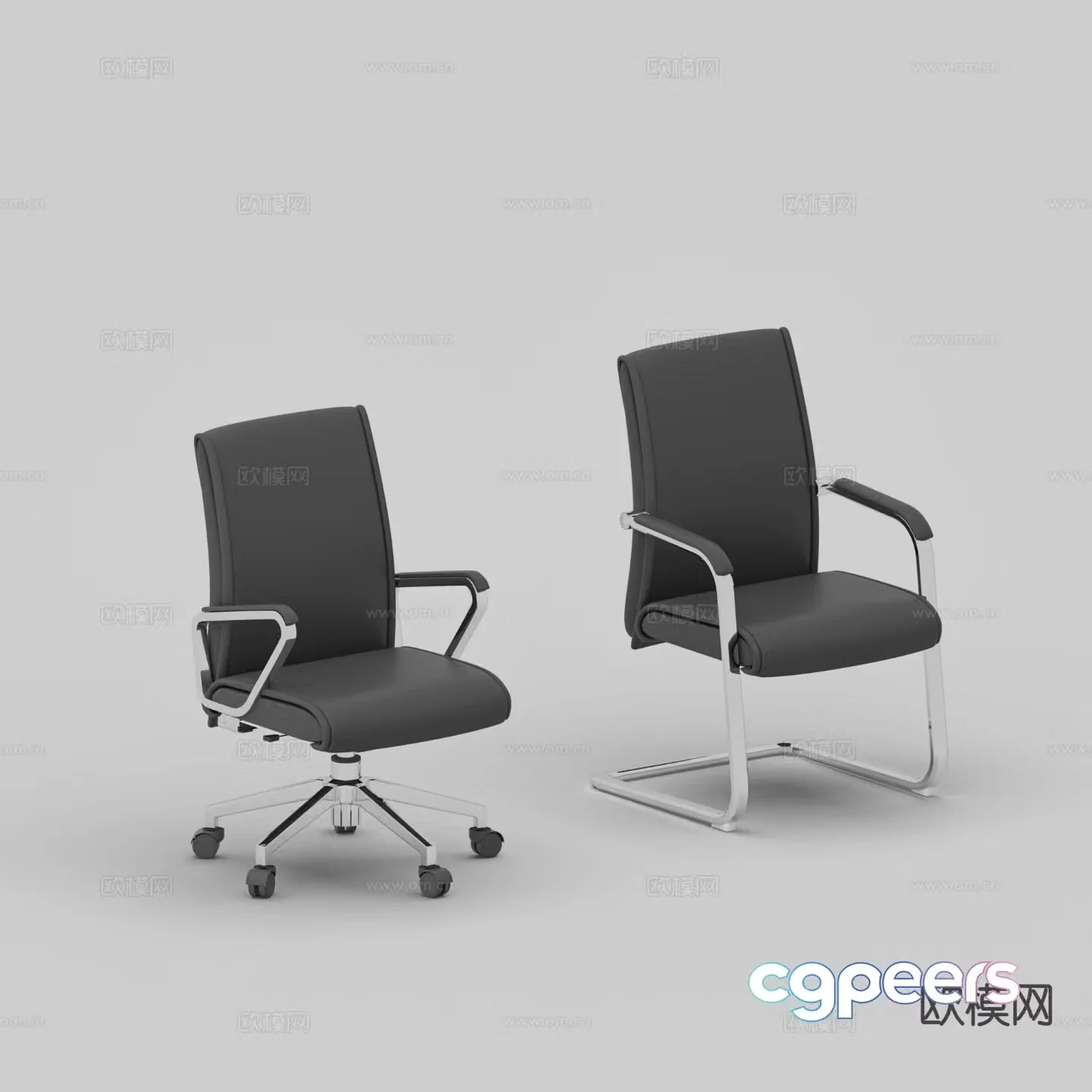 Office chair staff computer chair swivel chair bow chair 3d model
