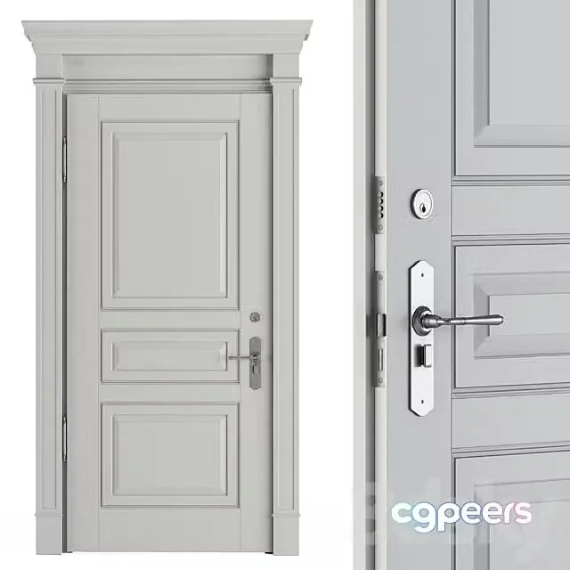 3ds Max Free – White Front Classic Door Set 37