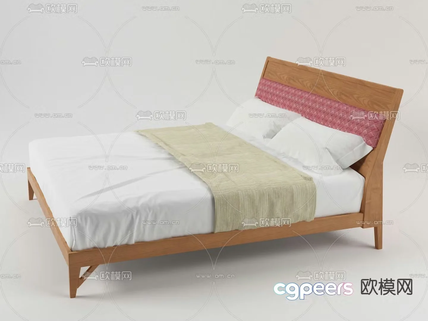 Modern double bed 3d model