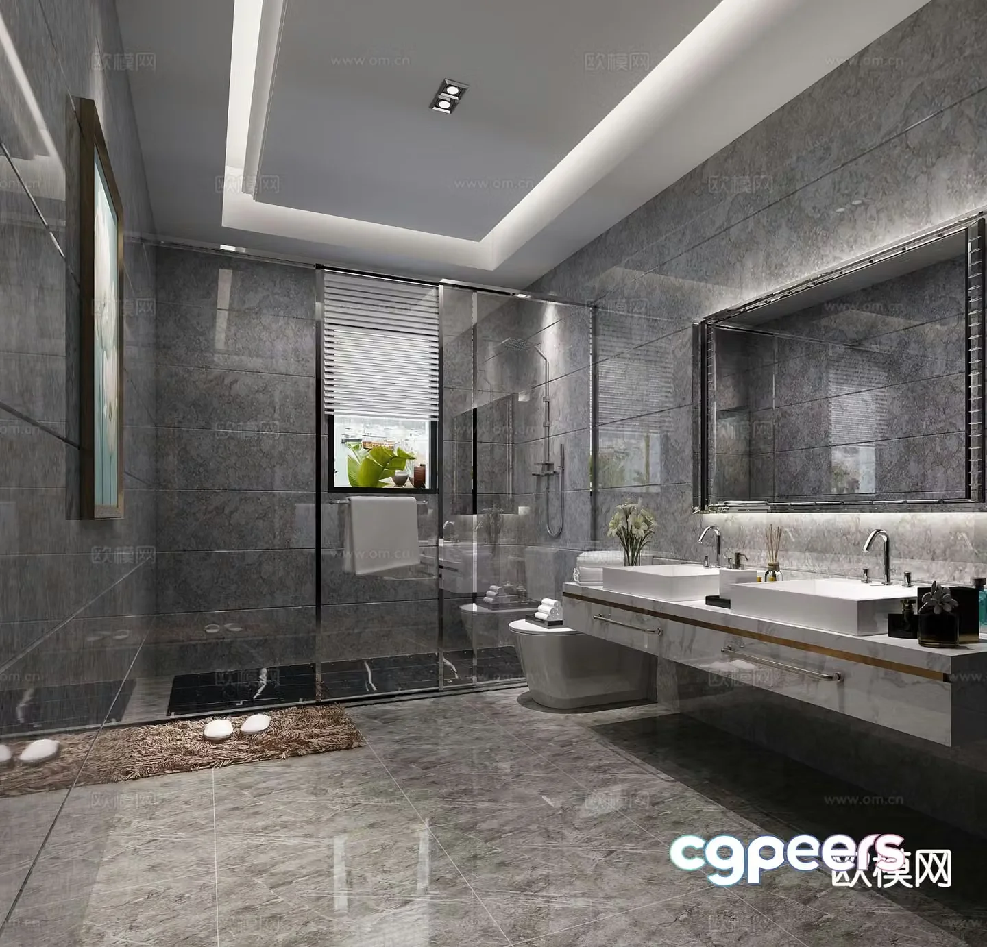 Premium gray bathroom bathroom 3d model