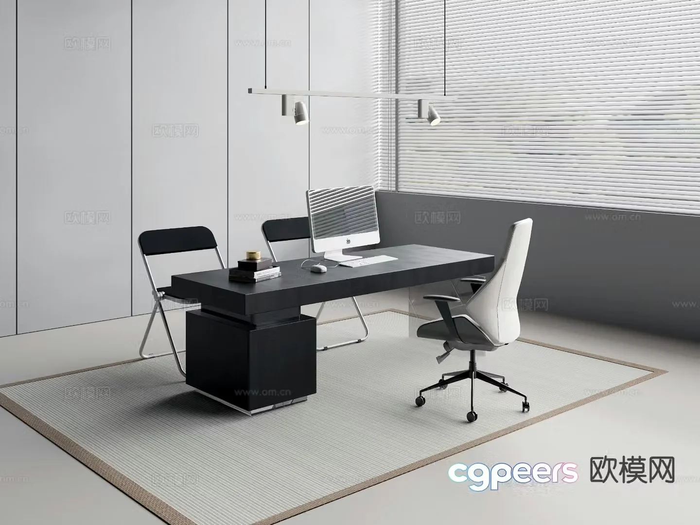 Office desk and chair desk table supervisor table 3d model