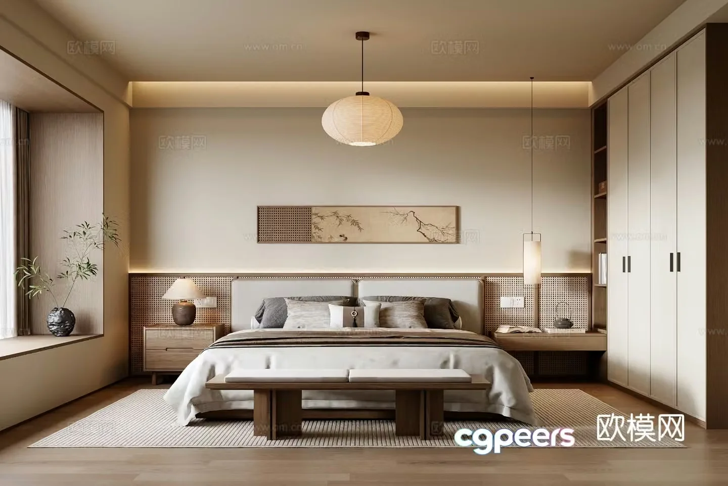 New Chinese bedroom 3D model