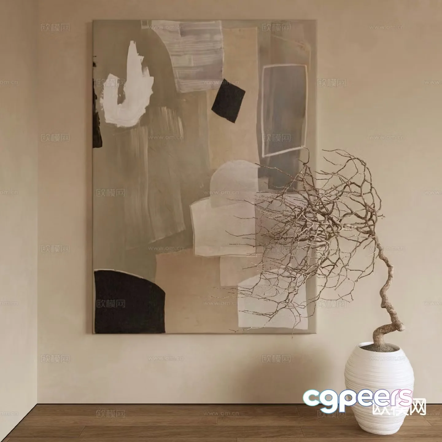 Wabi-sabi art painting texture painting decorative painting 3d model