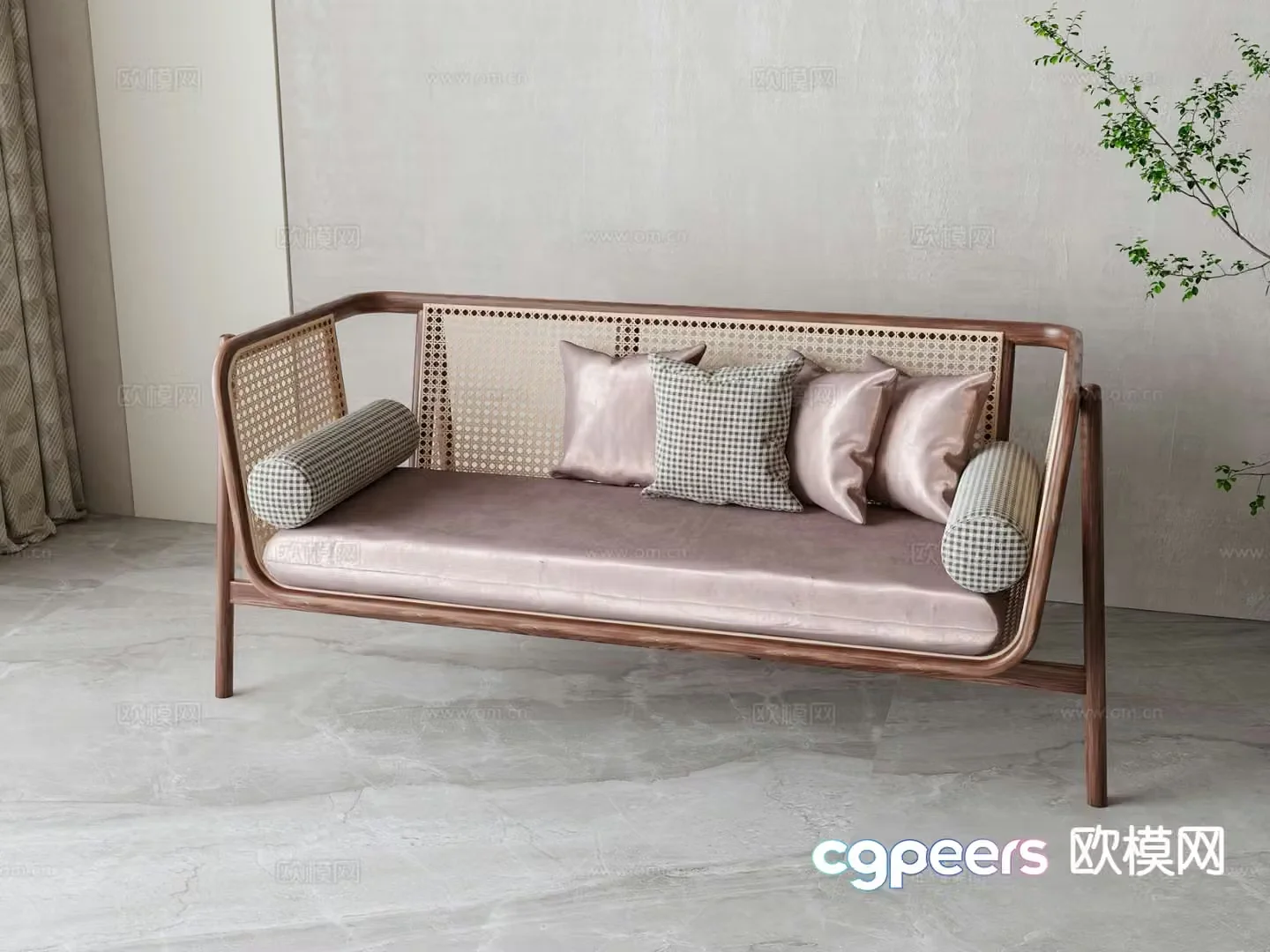 Double sofa arm sofa 3d model
