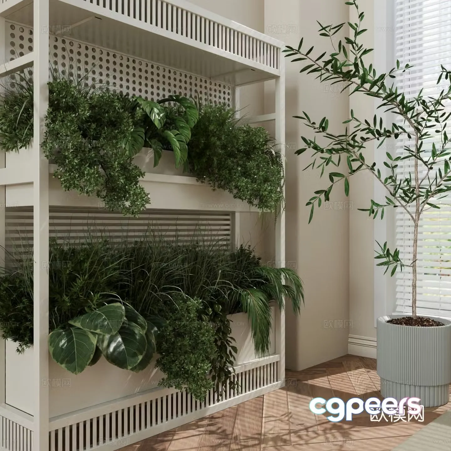 Flower box modern plant cabinet double-layer flower box 3D model