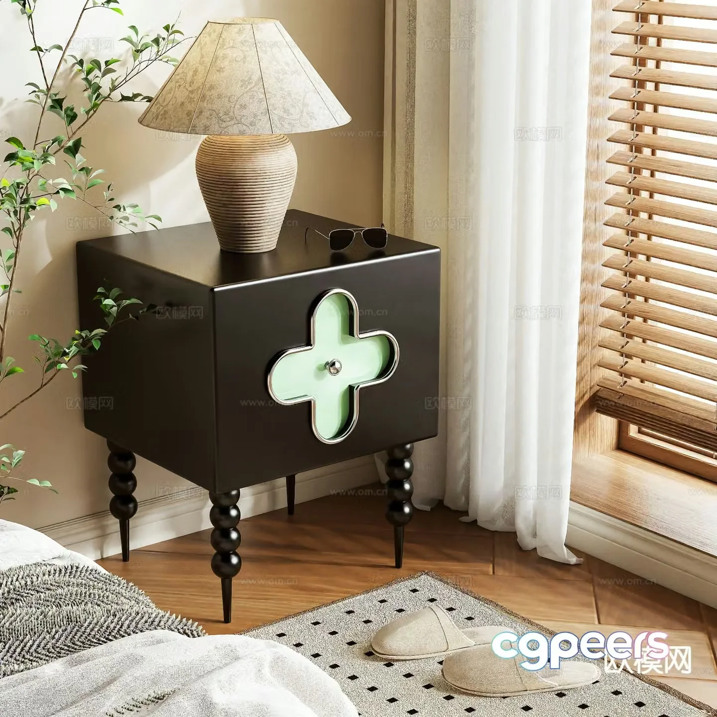 Medieval style bedside table 3d model