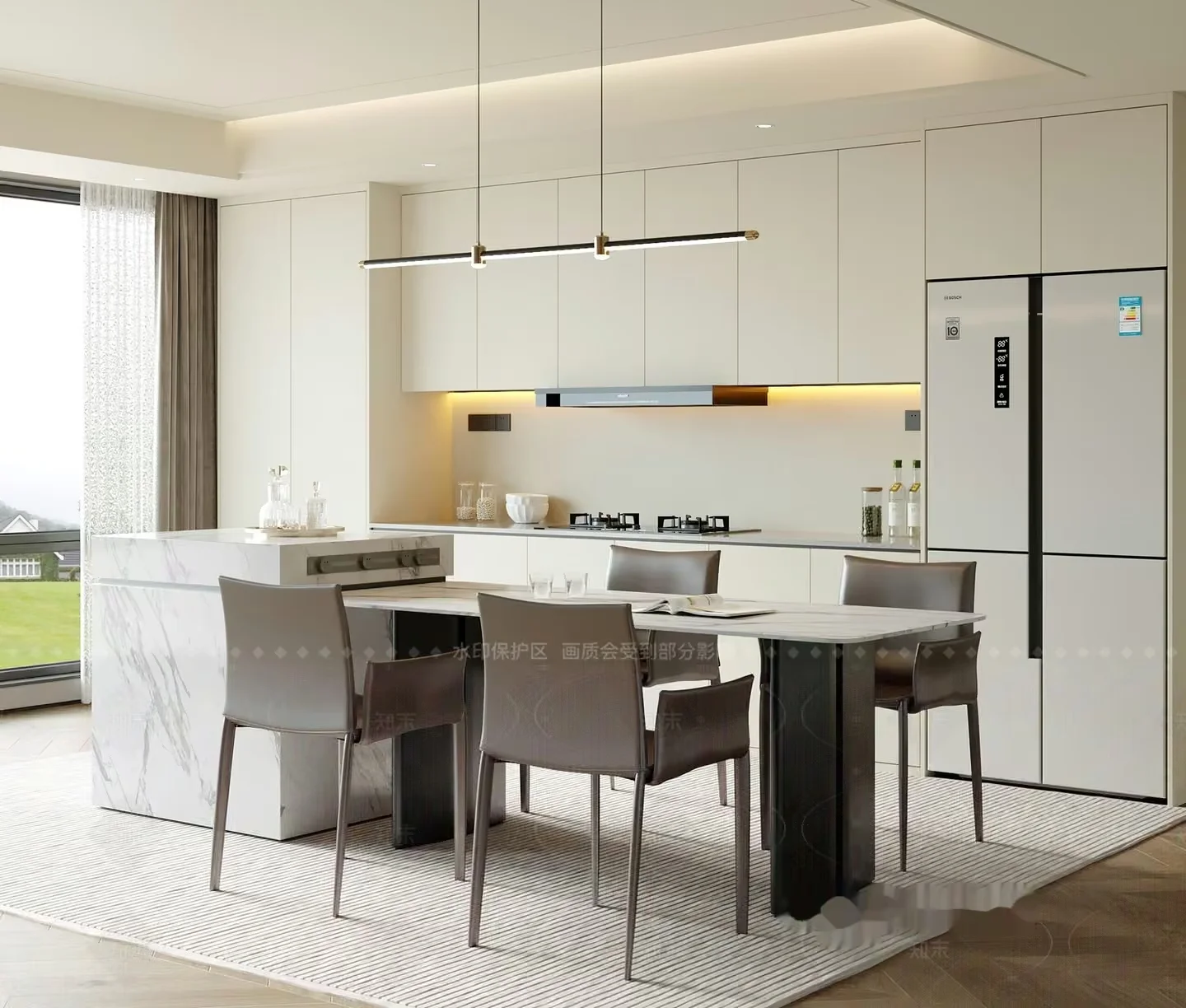 Modern Kitchen With White Cabinets 3D Model – 19466 – VRAY Render