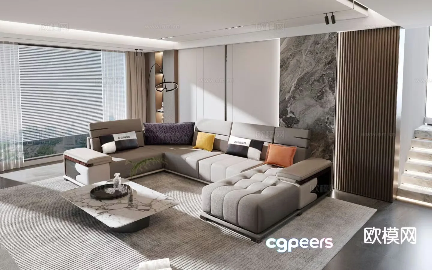 Italian living room sofa corner sofa 3d model