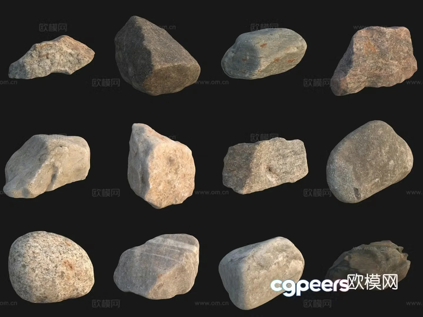 Rock big stone big stone pebbles 3d model
