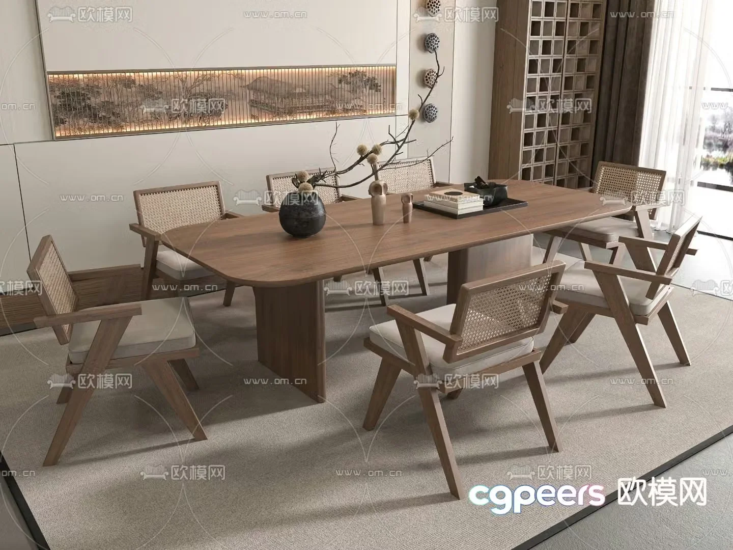 Medieval style dining table and chairs bar dining table 3D model