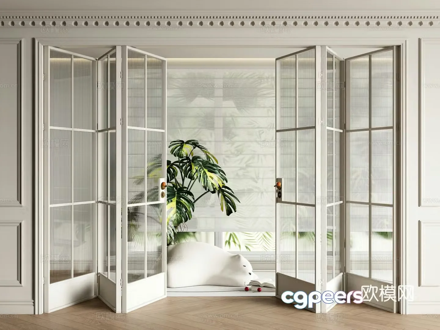 French folding door Glass folding door Multi-connected sliding door Sliding door Shangri-la curtain 3D model