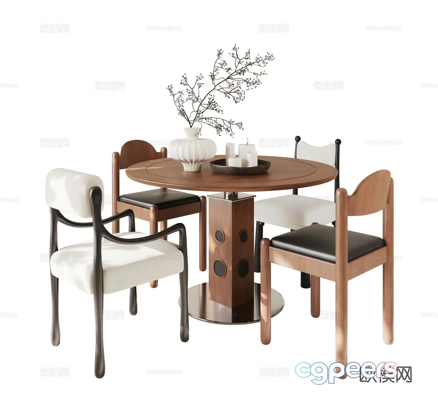 Medieval style dining table and chairs 3d model