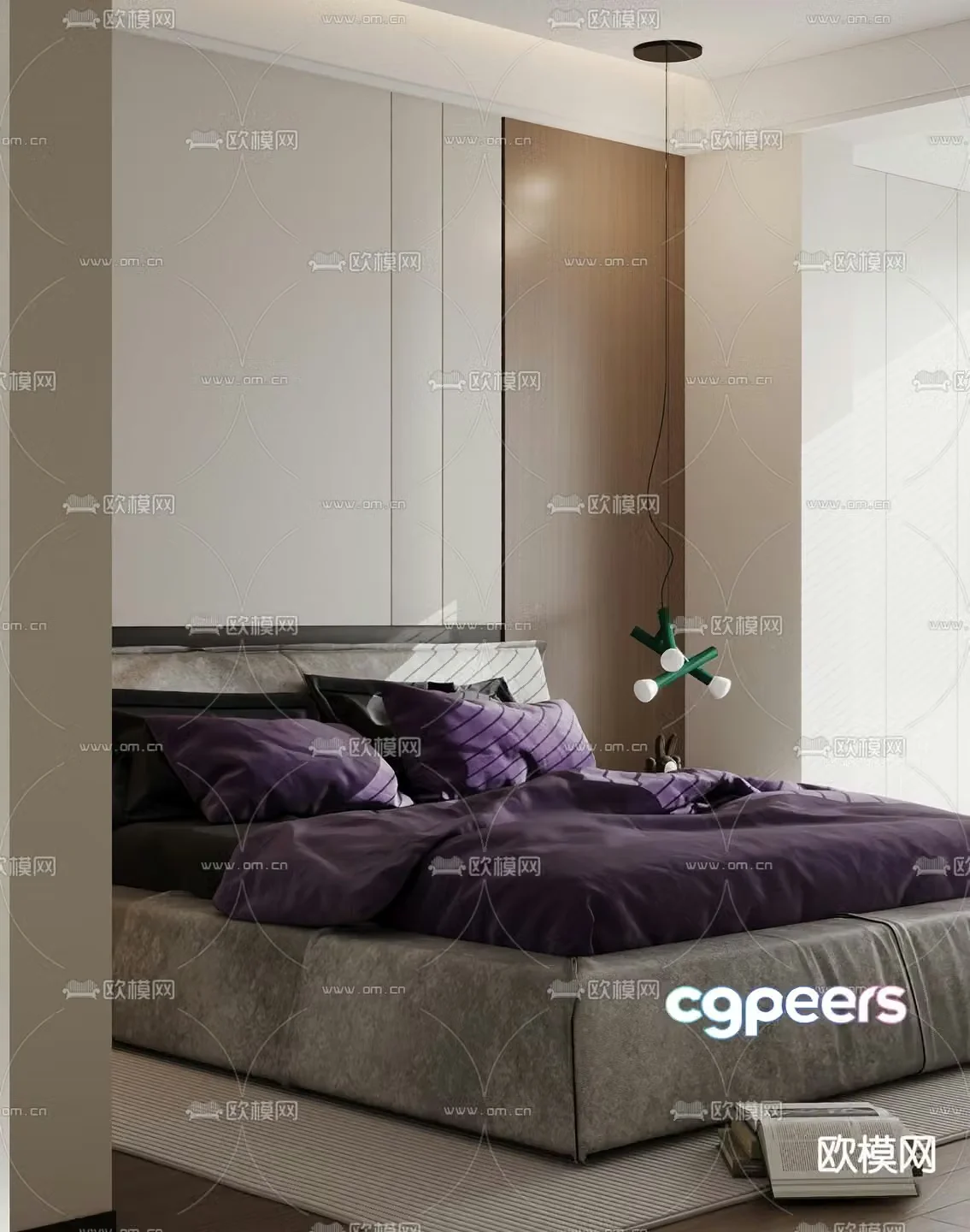 Modern double bed 3d model